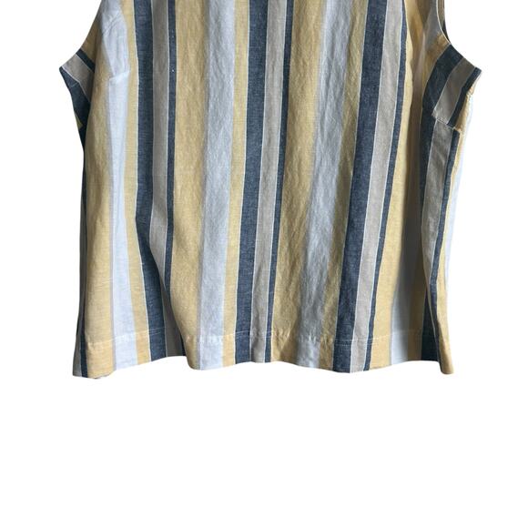Liz Claiborne Women Top 1X Soft Muted Striped Twill‎ Coastal Beachy Resort Vacay - Picture 5 of 7
